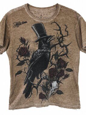Affliction Raven Roses Graphic T-Shirt Men’s Size M